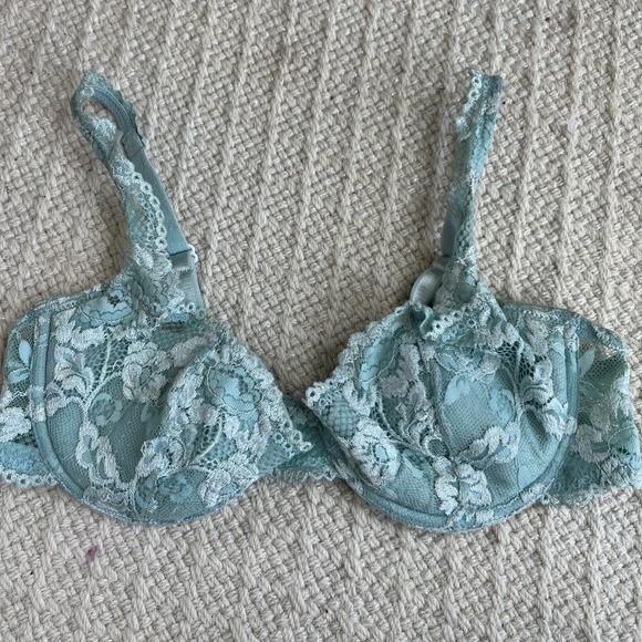 Victoria's Secret Other - Vintage Victoria's Secret Push Up without padding 34D blue lace underwire Bra